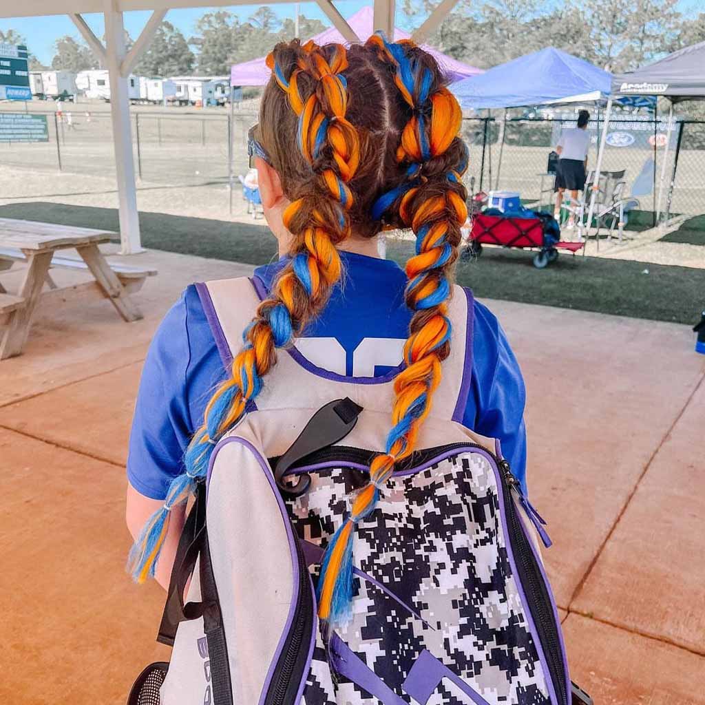 Colourful Twisted Double Bubble Ponytails