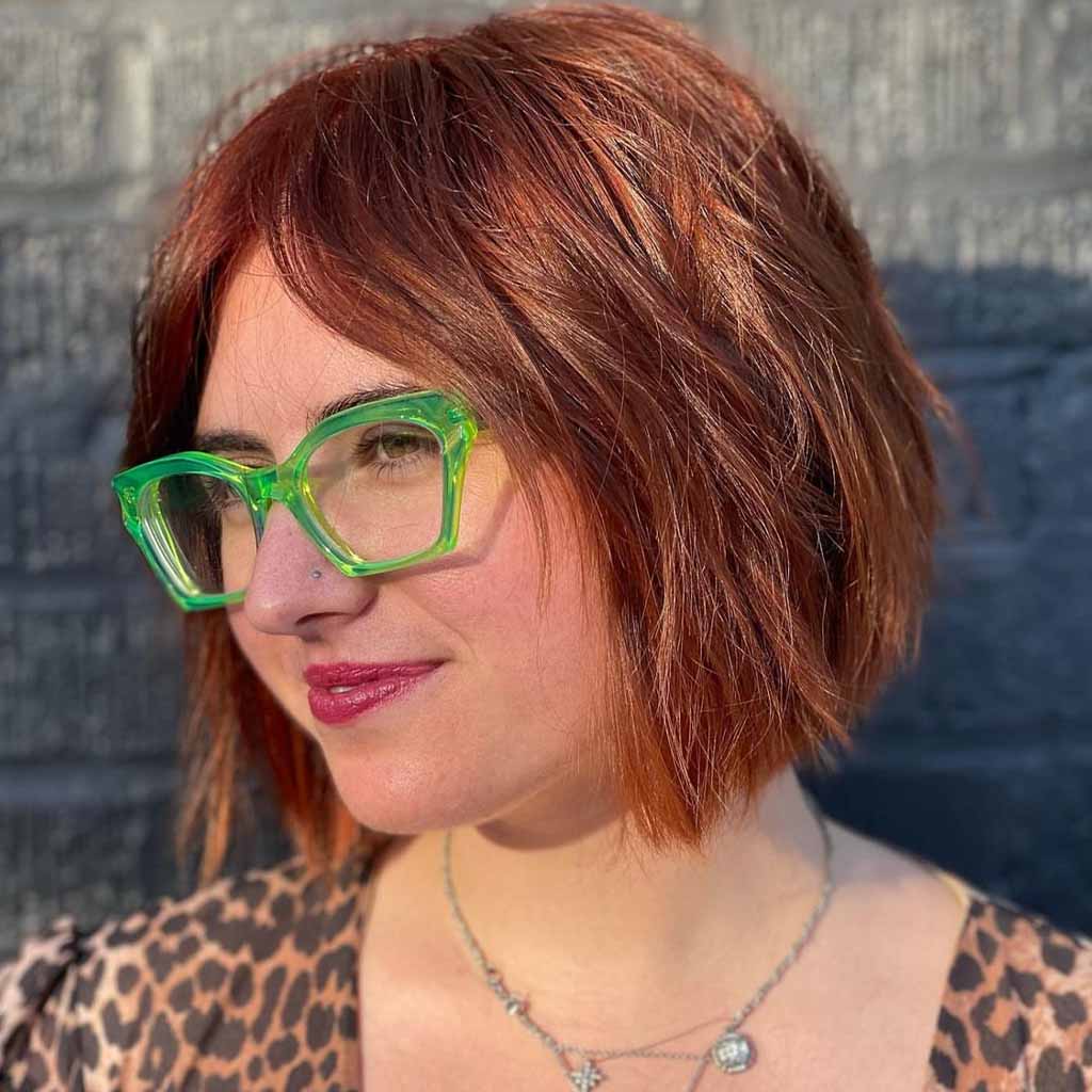 Red Textured French Choppy Bob
