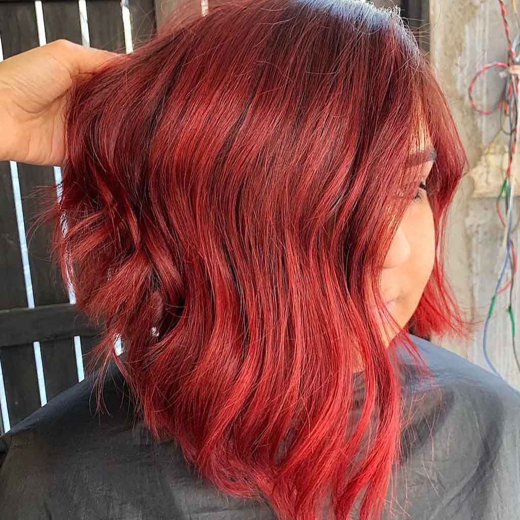 Short Wavy Bob Cut on Cherry Bomb Hair