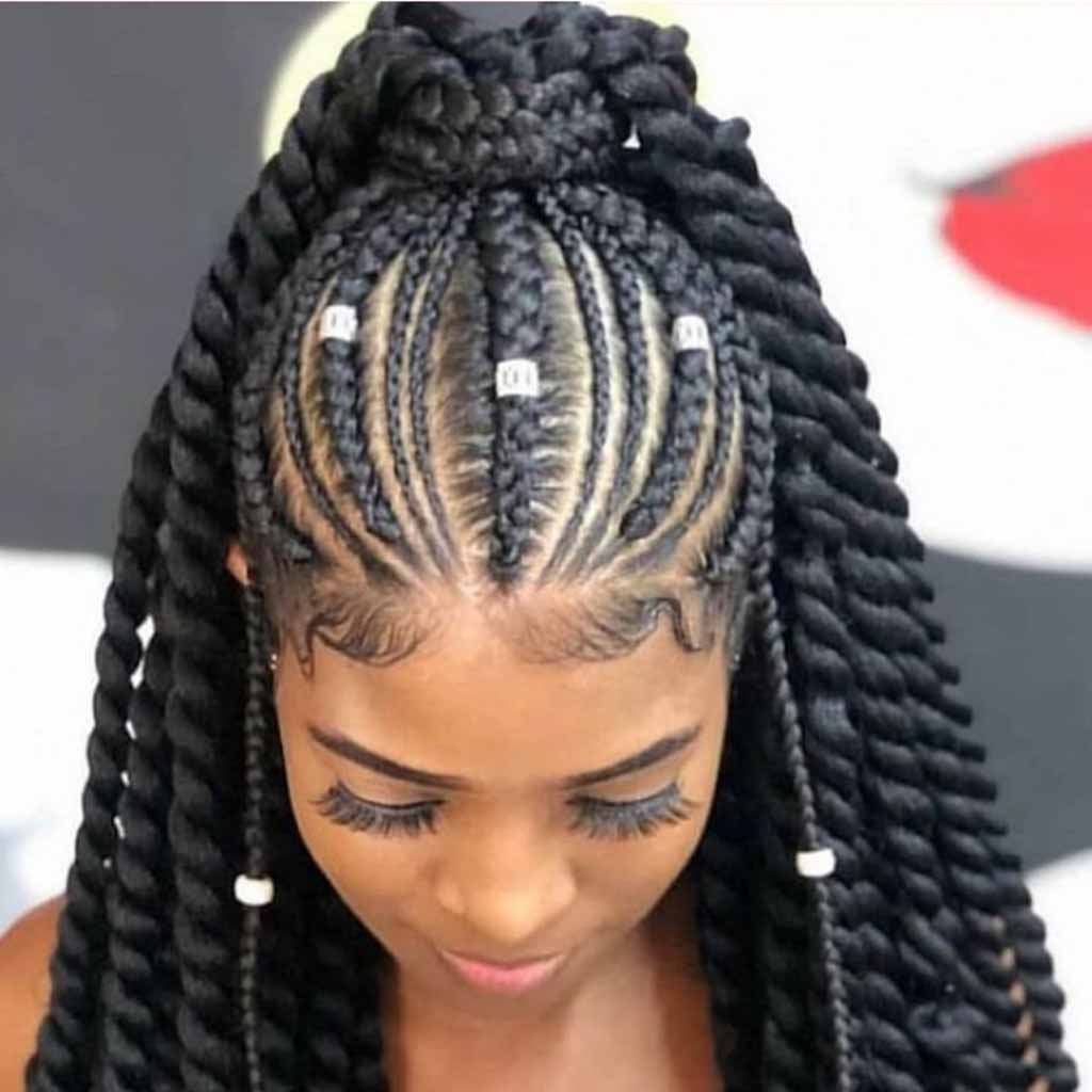 Voluminous Cornrows With Regal Ponytail