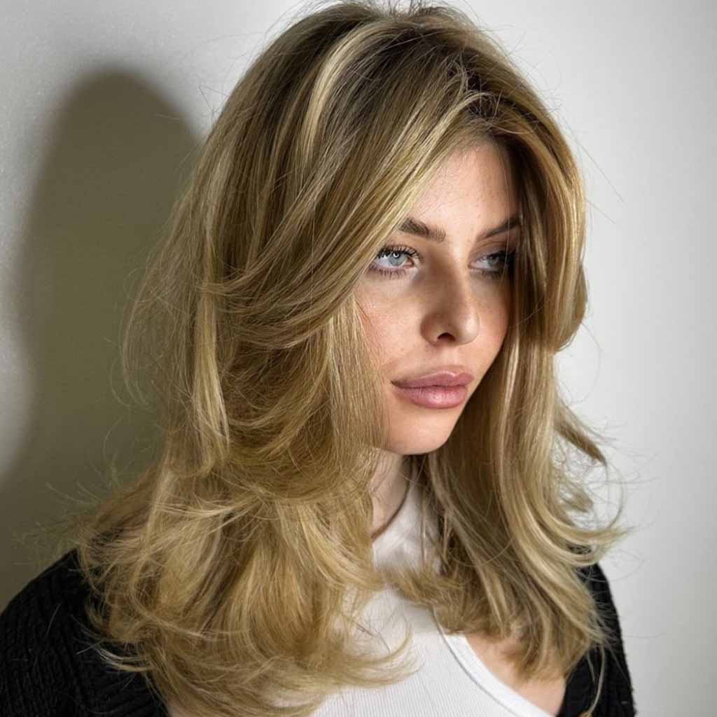 Fluffy Blonde Step Layered Cut