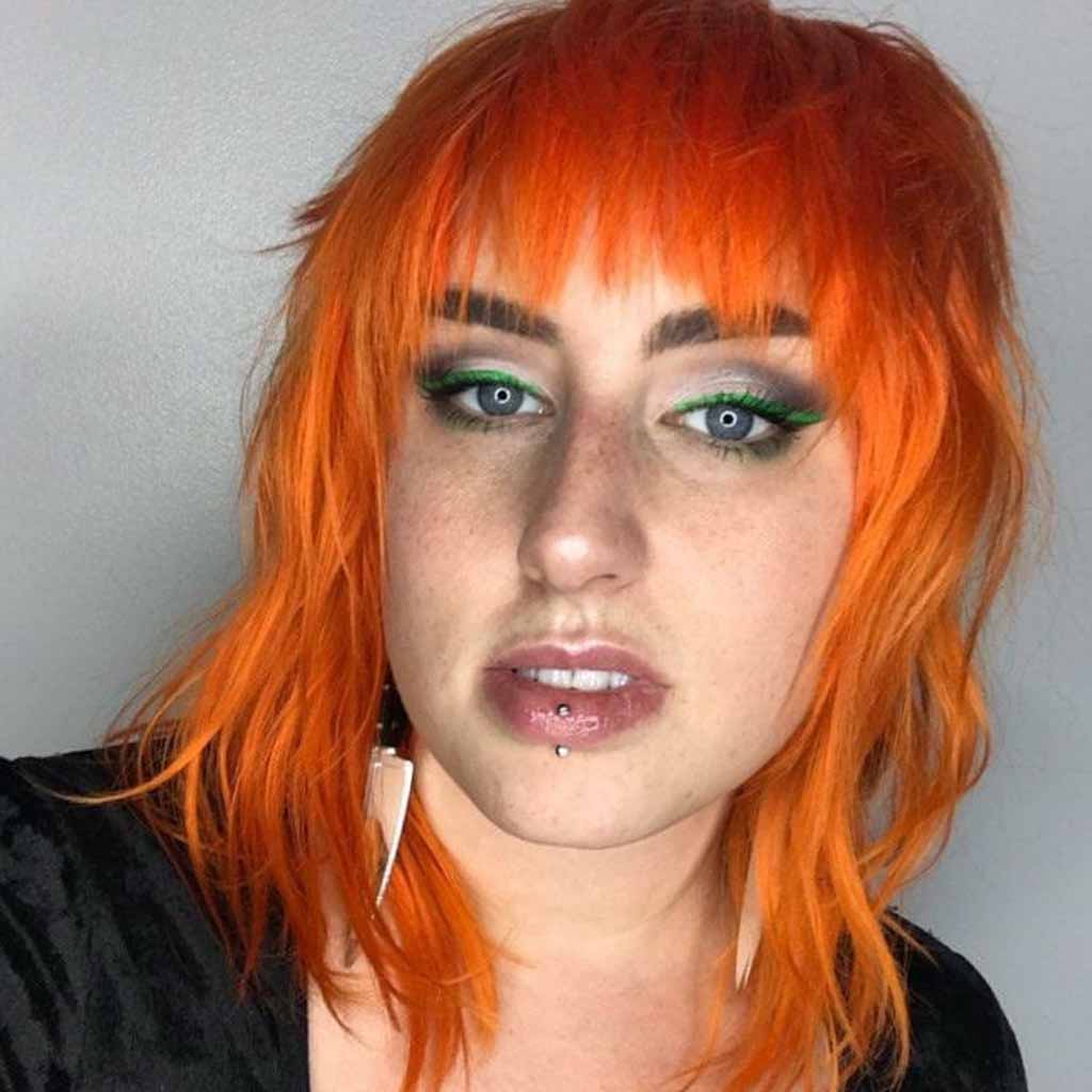 Ginger Shag Mullet Cut With Asymmetrical Bangs