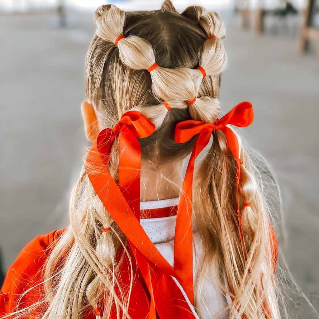 Long Pigtails With Cross Bubble Ponytails