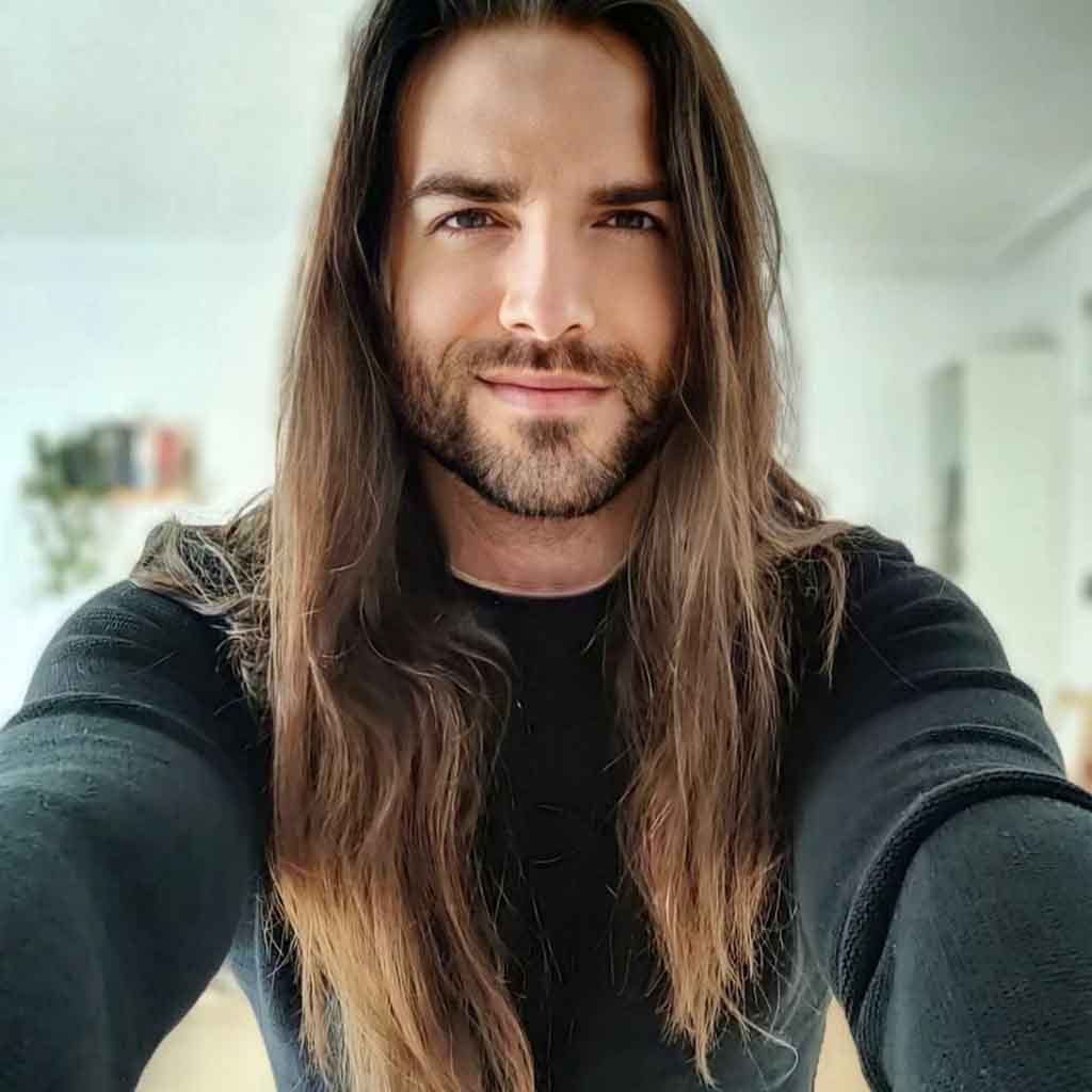 Center-Parted Long Brown Hair