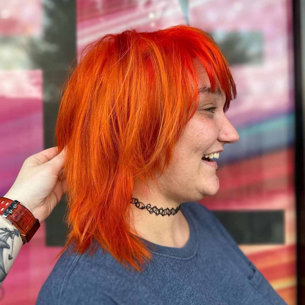 Fluffy Orange Emo Shag Cut