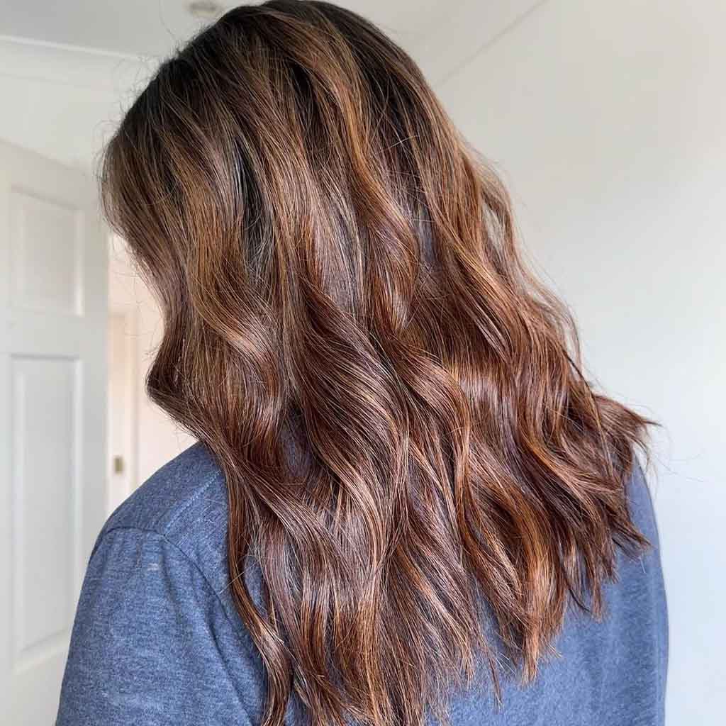 Golden Caramel Balayage With Brunette Base