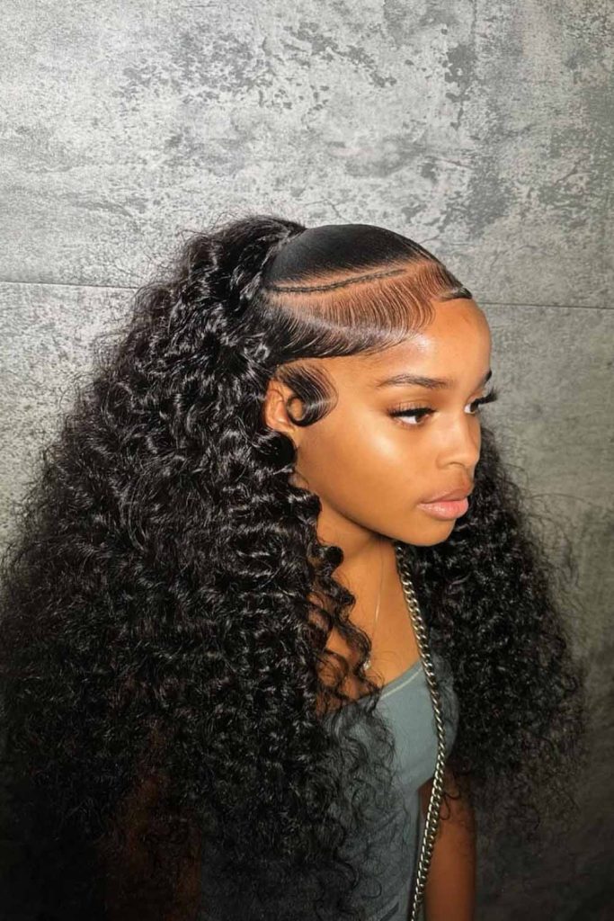Half Up Half Down Ponytail With Full Deep Wave Tresses