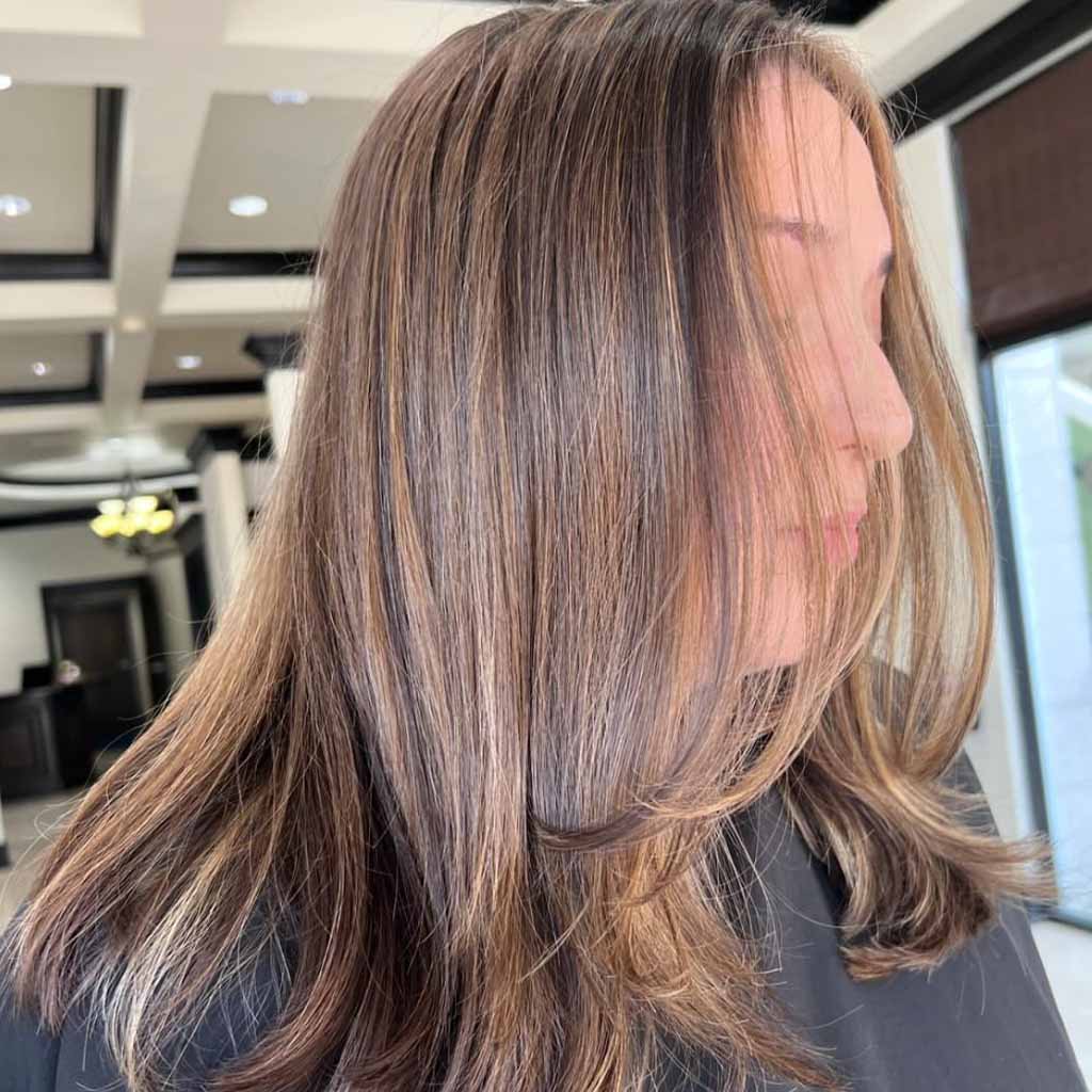 Rose Brown Balayage on Medium Hair