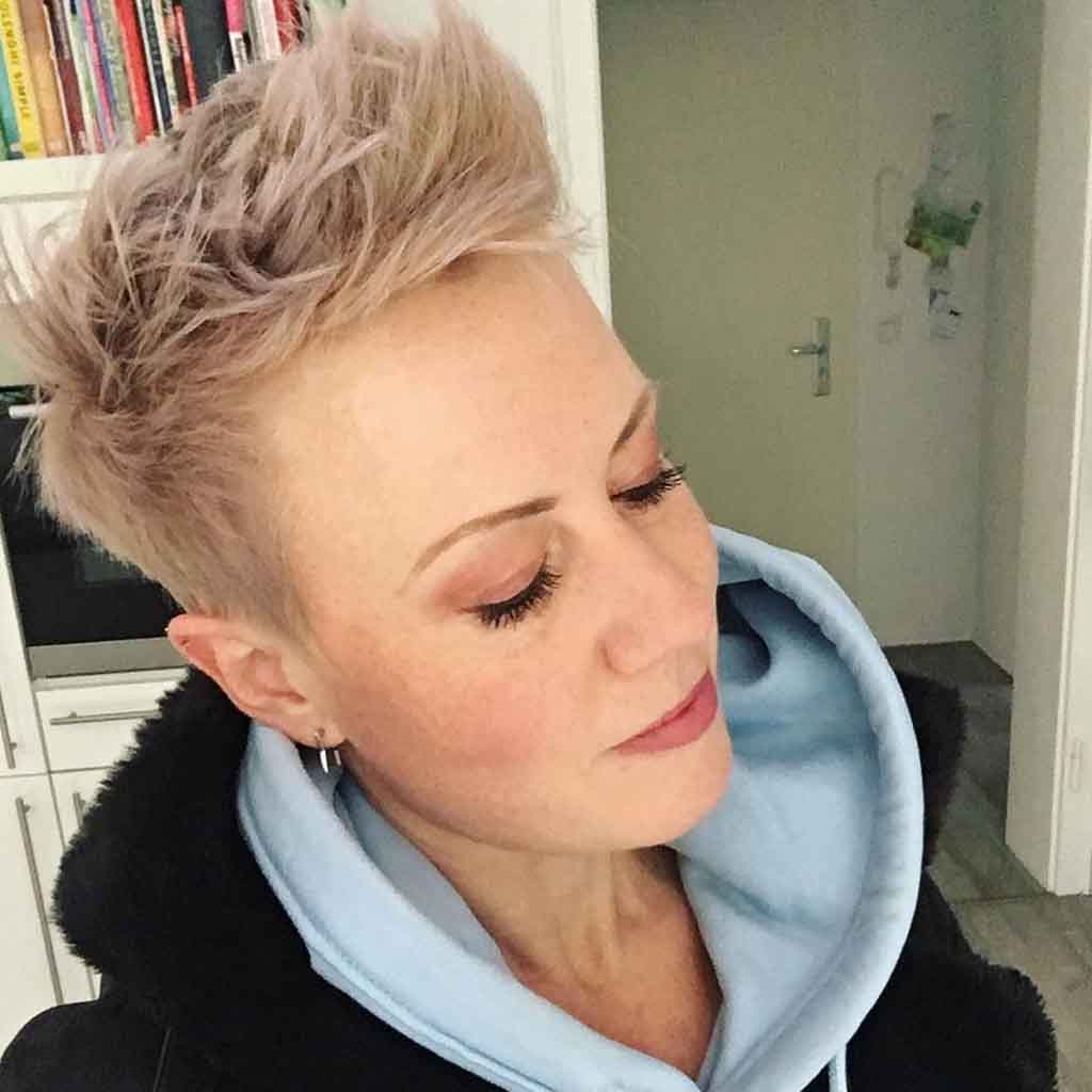 Spiky Ash Blonde Textured Pixie Cut