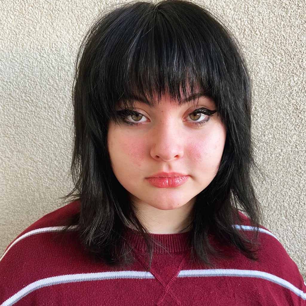 Black Layered Emo Shag Cut With Choppy Bangs