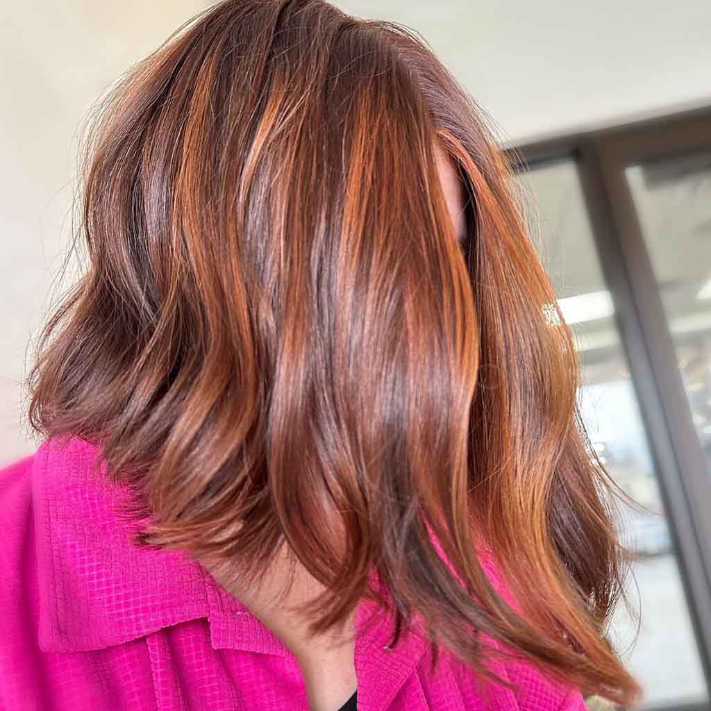 Copper Balayage on Dark Brown Hair