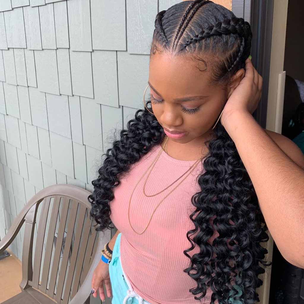 Long Curly Pigtail With Goddess Cornrows