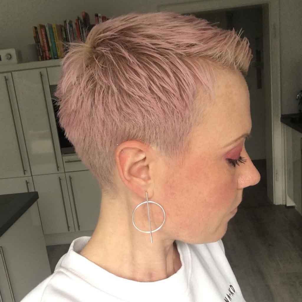 Pink Textured Fade Pixie Cut