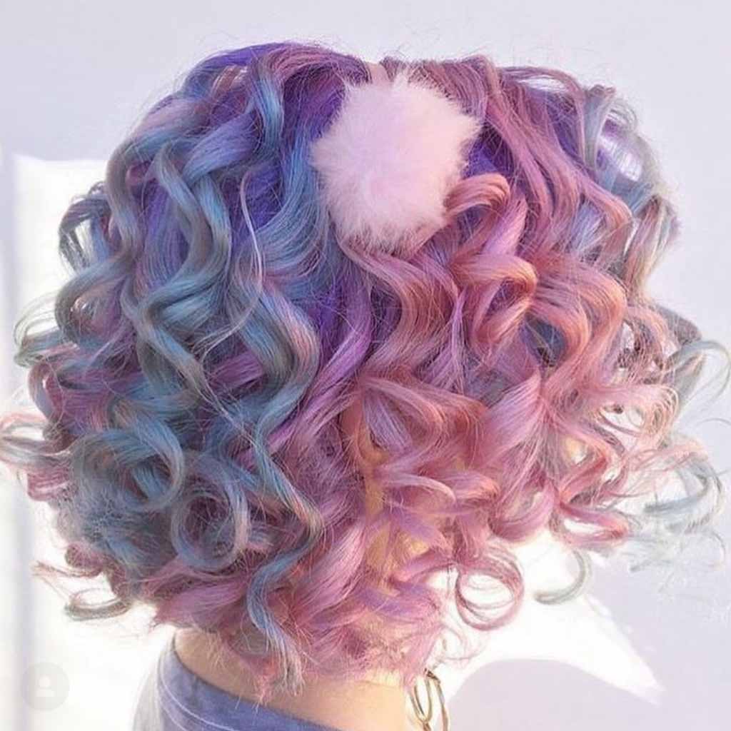 Short Curly Hair With Easter Pastel Color