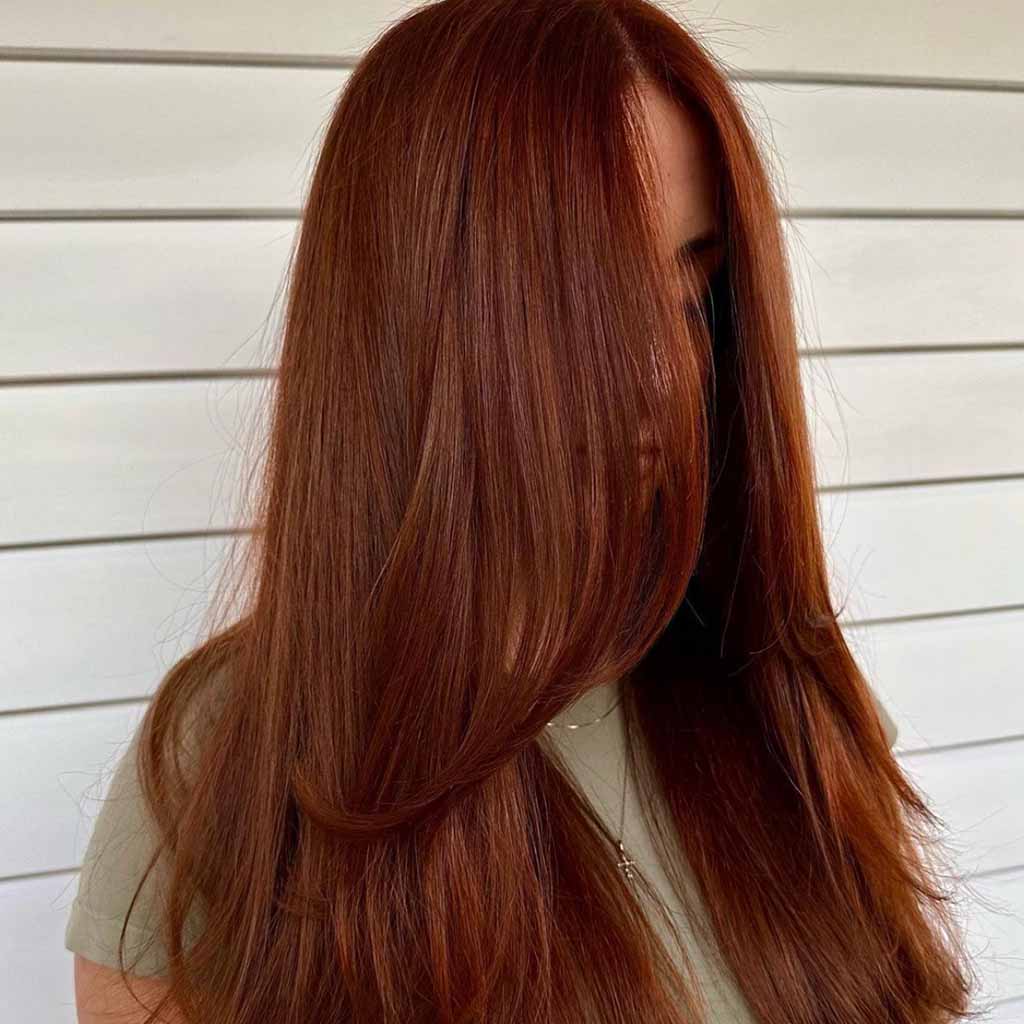 Long Straight Layered Brown Ginger Hair
