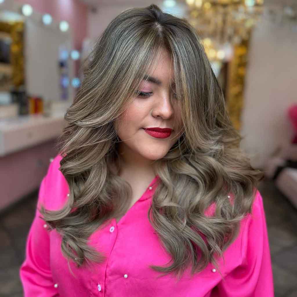 Ash Brown Wavy Layered Mob Wife Hair