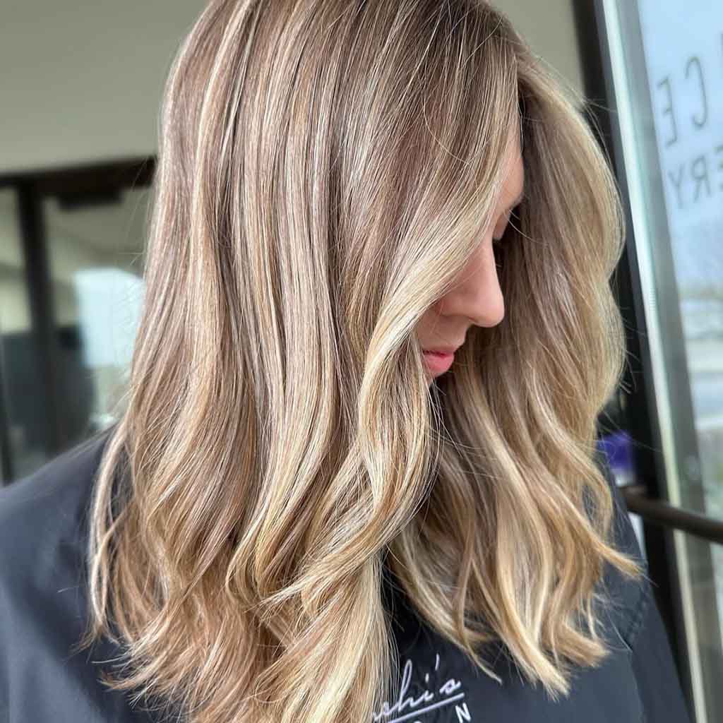 Dimensional Honey Blonde Color on Medium Hair