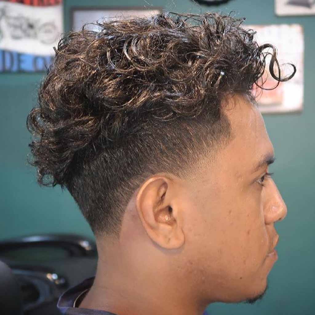 Undercut With Temple Fade On Curly Hair