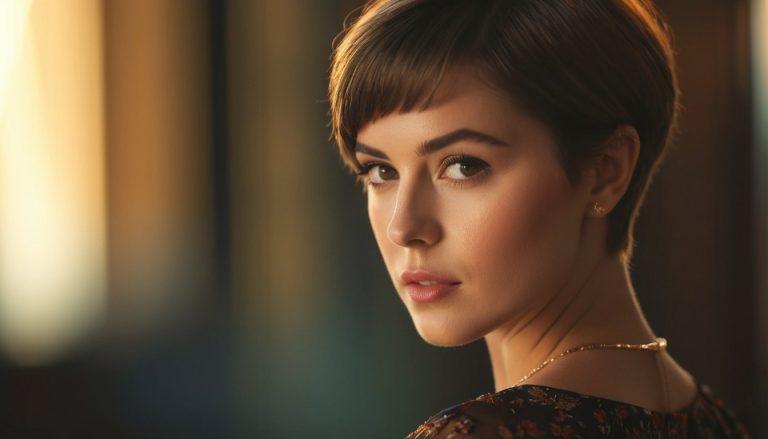 a women with a short haircuts