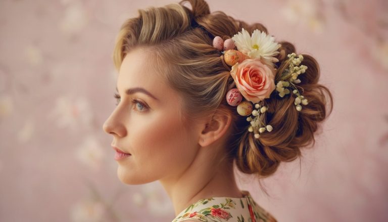 A beautiful young women with a easter hairstyles.
