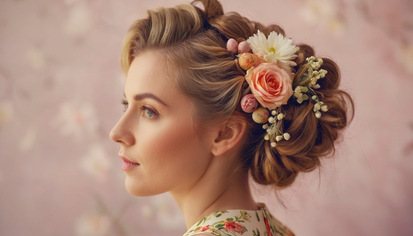 A beautiful young women with a easter hairstyles.