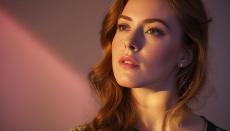 A beautiful young women with a Ginger Brown Hair color hairstyle.