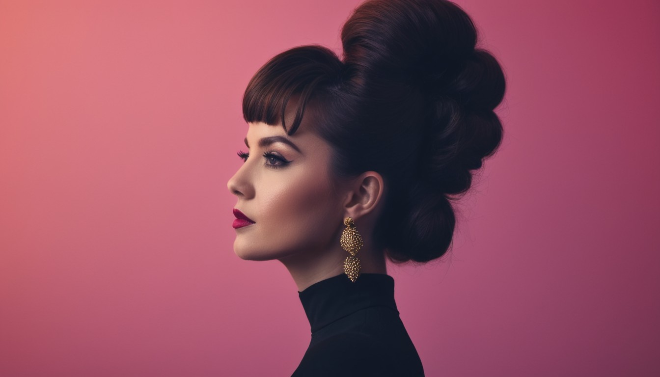 A beautiful young women with a Beehive Hairstyle.