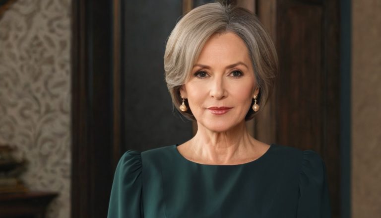 A 50 years old women in medium length hairstyle