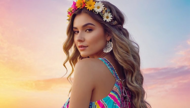 A beautiful young women with coachella hairstyles