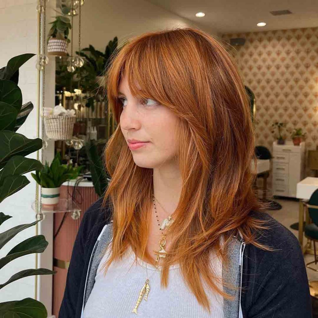 Long Ginger Straight Shag Cut