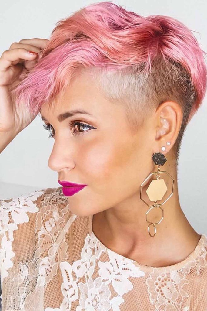 Pink Pixie Wavy With Side Fade