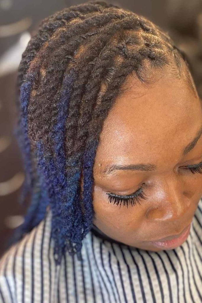 Short Blue Dyed Dreadlocks