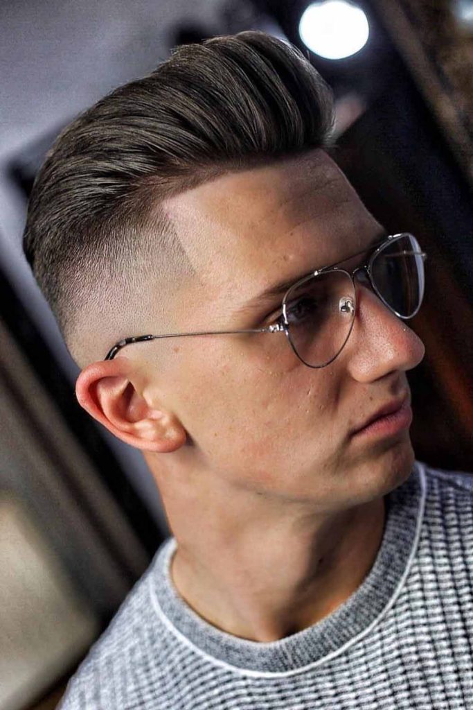 Short Taper Fade Slicked Back Flow Cut