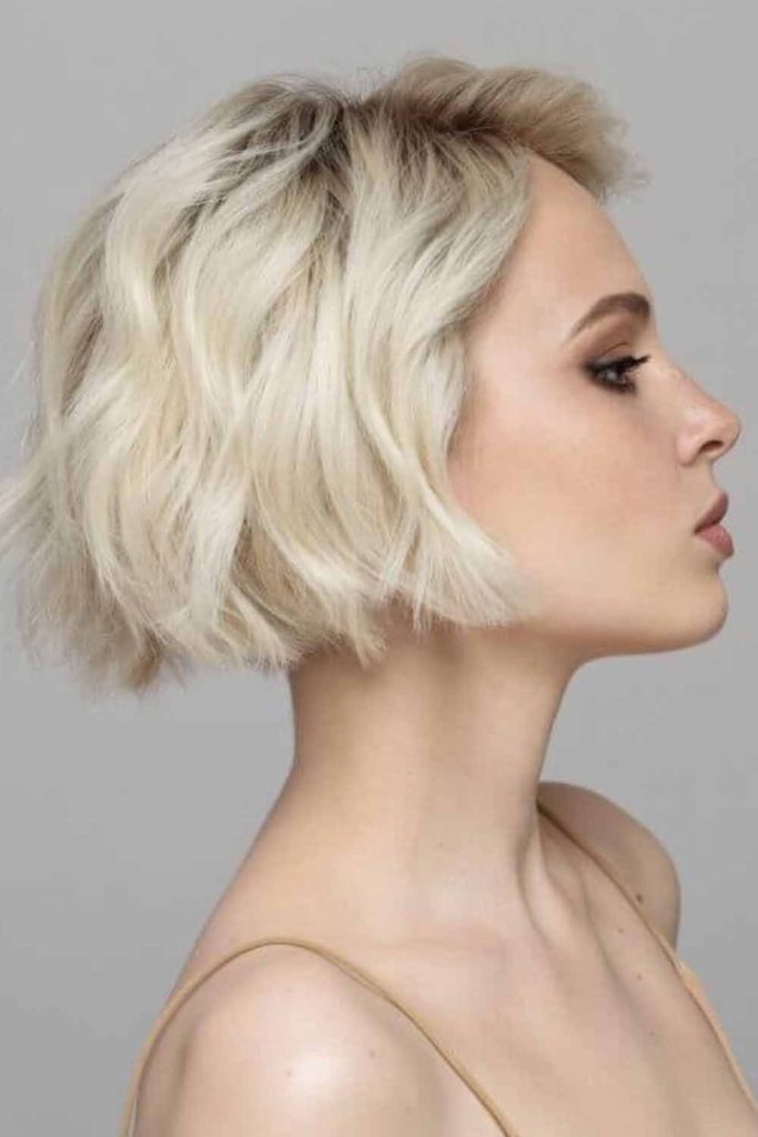 Bleached Blonde Short Wavy Hair
