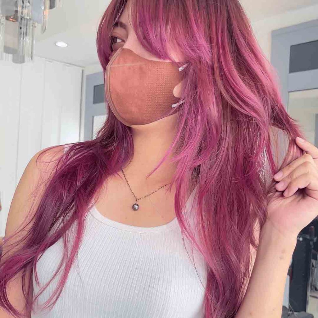 Dramatic Purple Pink Long Wolf Cut