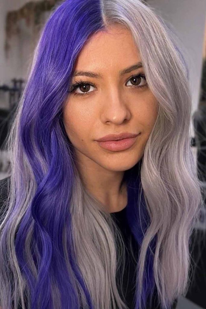Lilac-Lavender and Grey Gemini Hair