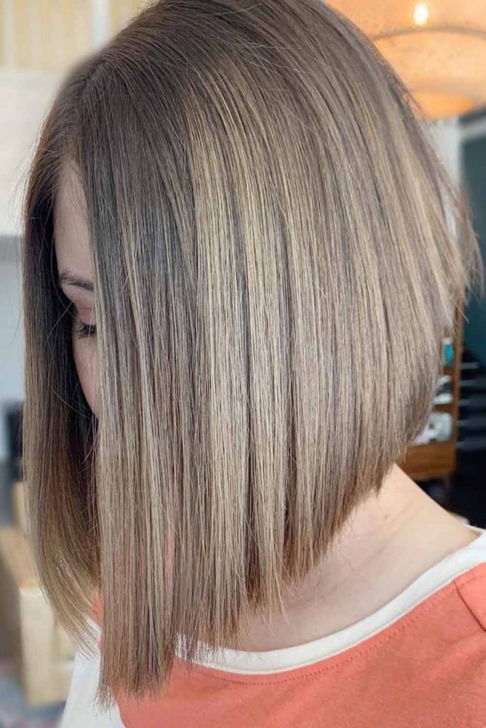 Long Blonde Angled Bob Haircut