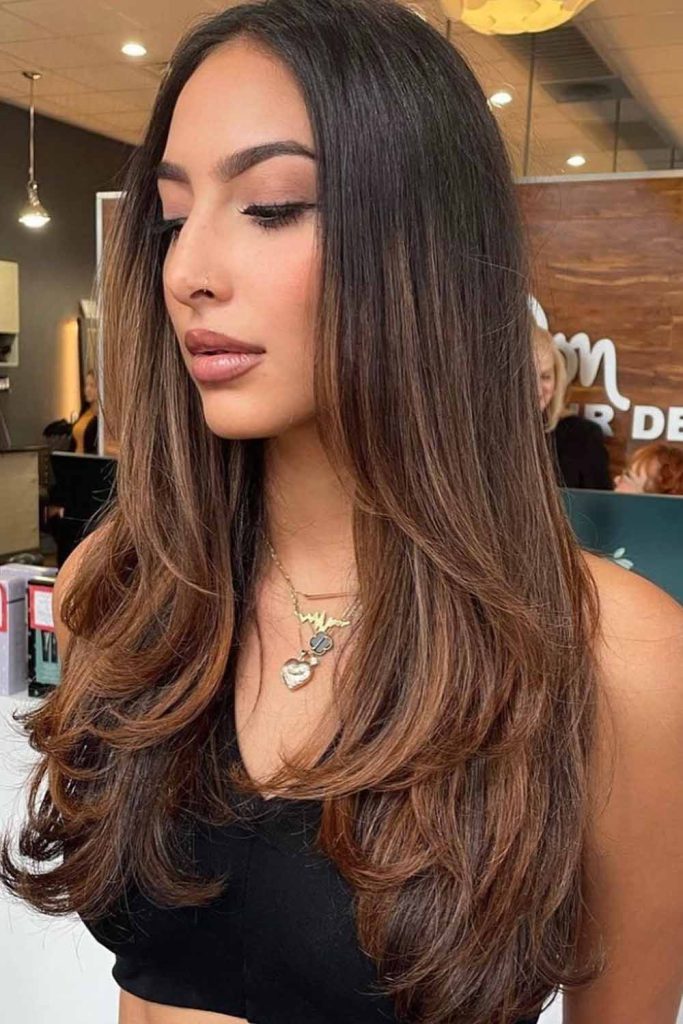 Rich Brunette Layers With Soft Curls