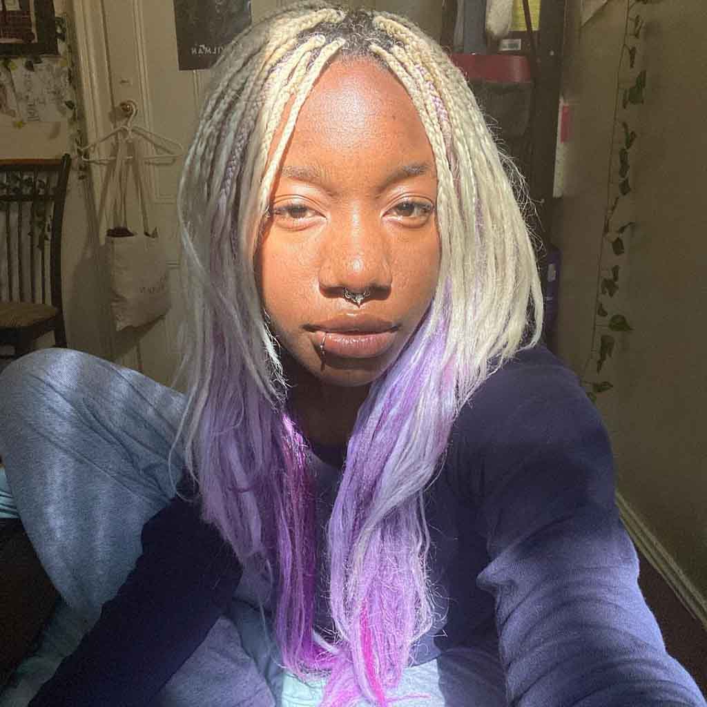 11. Blonde and Purple Wolf Cut Braids