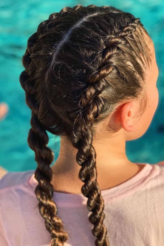 Dutch Rope Pigtails on Brunette Hair