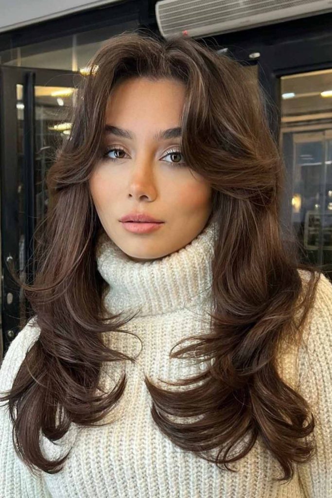 Butterfly Cut on Natural Brown Hair