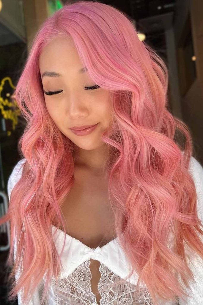 Long Wavy Pink Hair