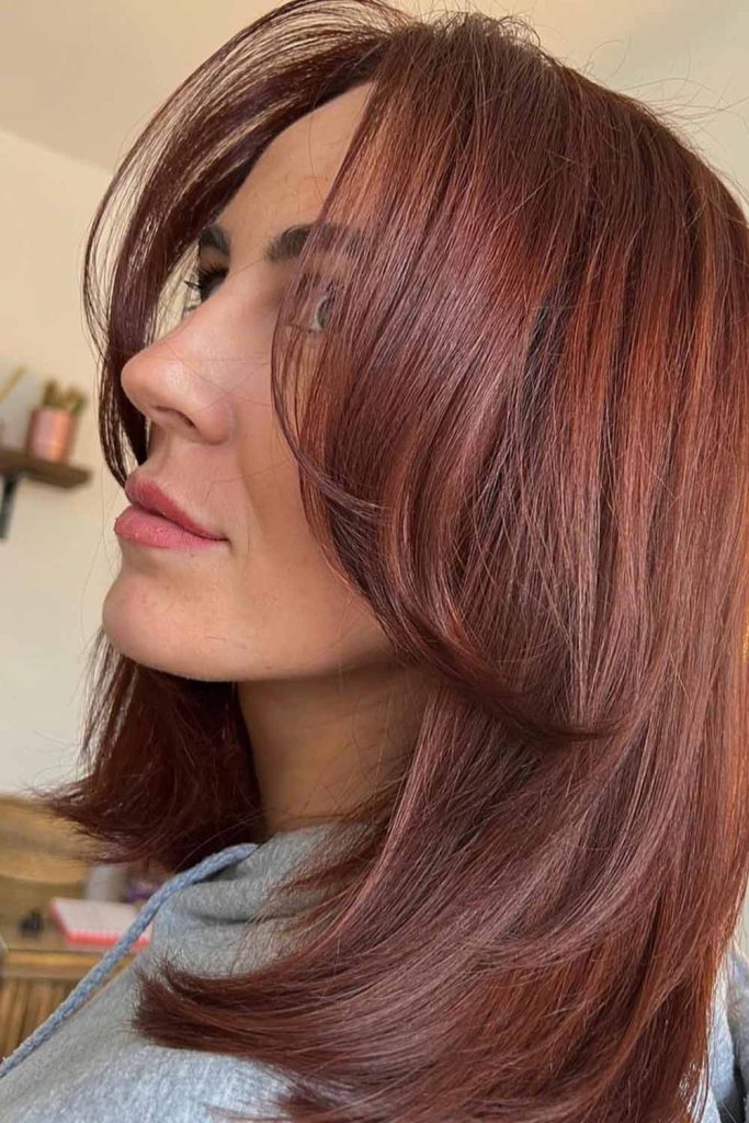 Medium Chestnut Balayage Hair With Face Framing Layers
