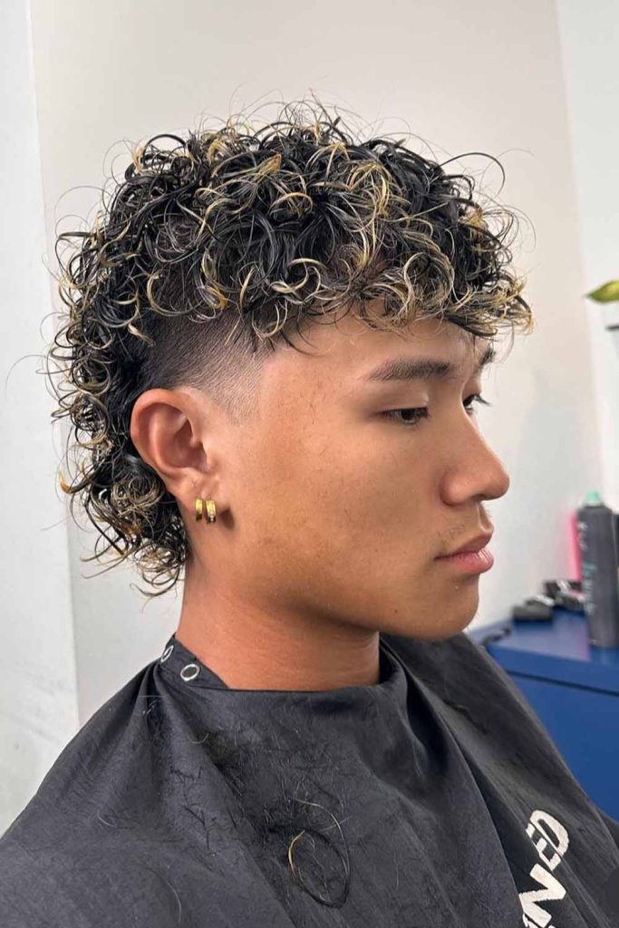 Permed Curly Modern Mullet