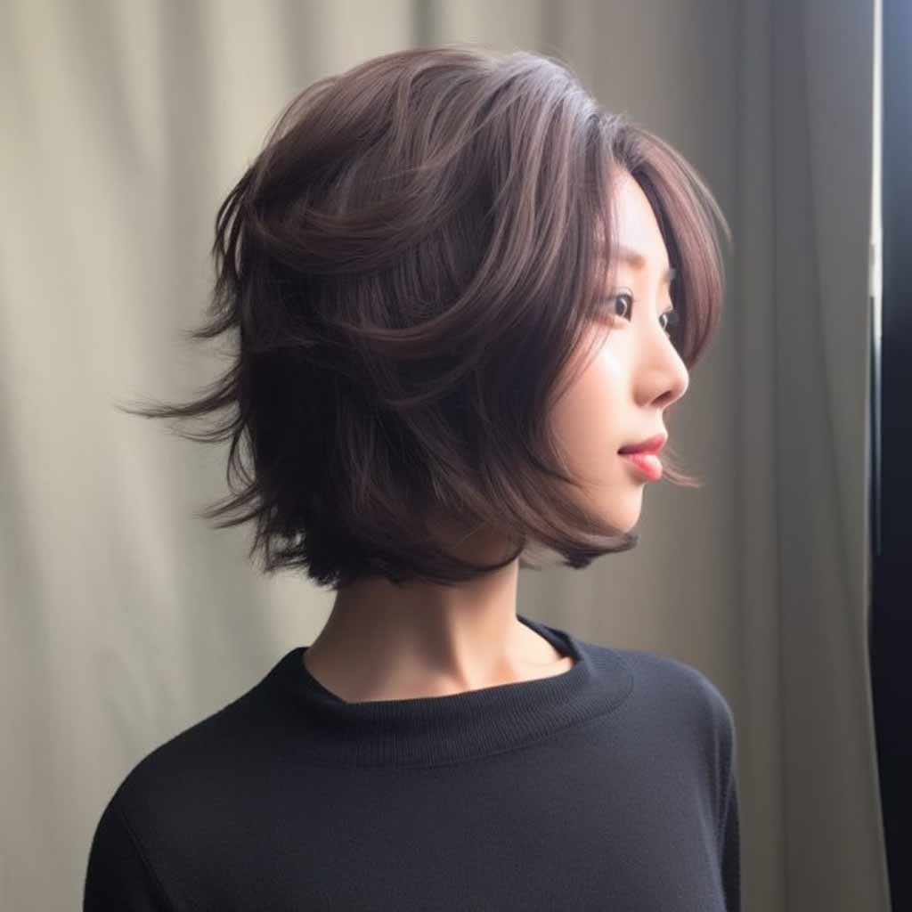Layered Wavy Short Korean Wolf Cut