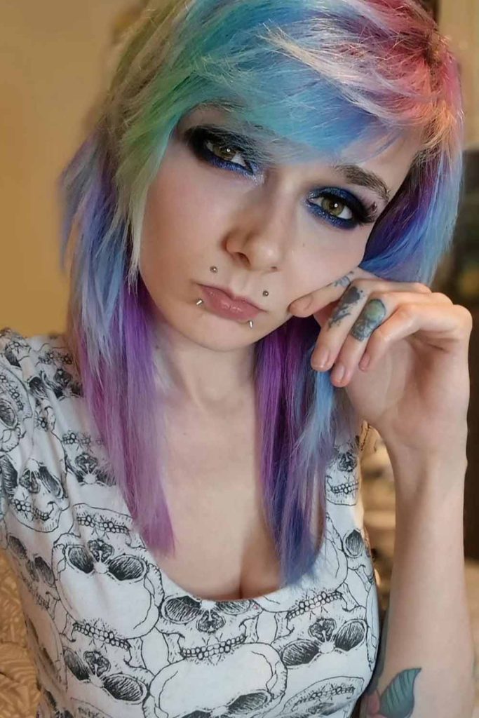 Rainbow Emo Cut on Fine Thin Hair