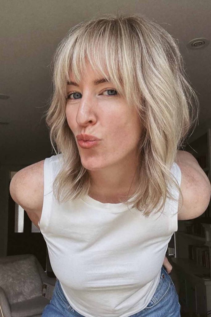 Textured Bob With Curtain Bangs