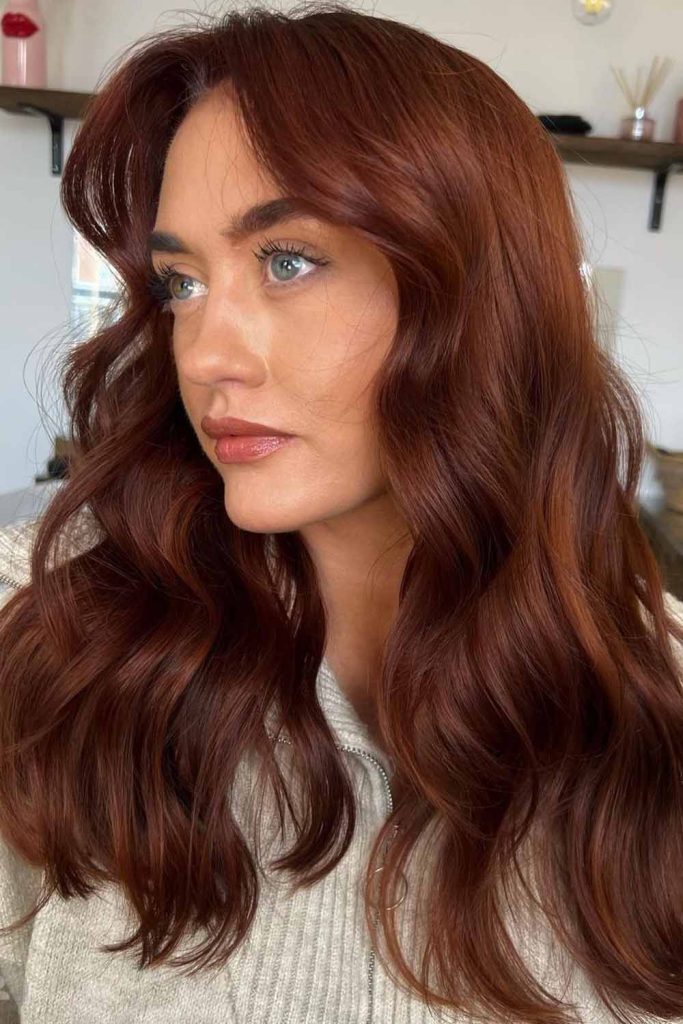 Copper Chestnut Wavy Voluminous Hair