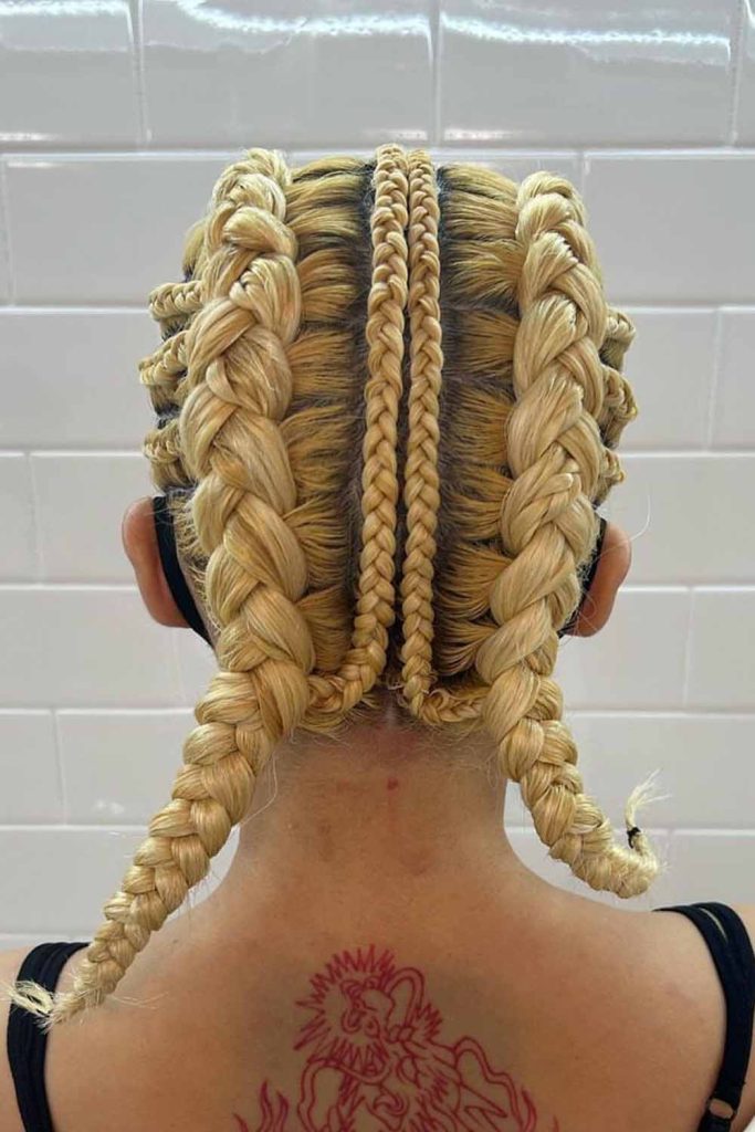 Double Dutch Braids Into a Top Knot