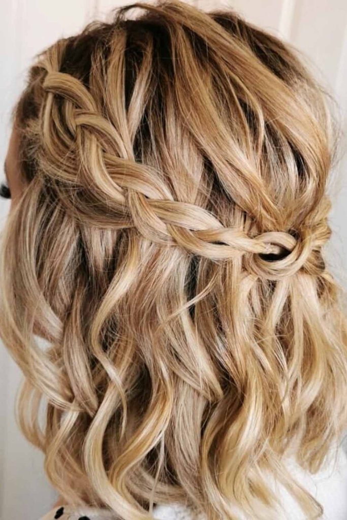 Short Wavy Hair With Braided Crown